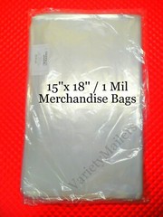 100 Poly Merchandise Bags 15”x 18” Clear 1 Mil Apparel Plastic Bags 15×18
