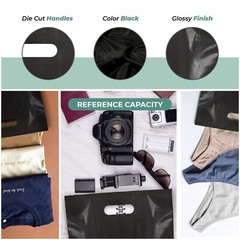 100 Pack 12″ x 15″ with 1.25 mil Thick Black Merchandise Plastic Glossy Bags