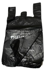 Bags 1/6 Large 21 x 6.5 x 11.5 Black THANK YOU T-Shirt Plastic Shopping Bags