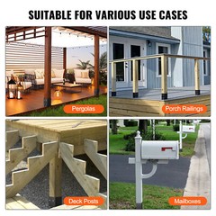 VEVOR 4 Pack 4×4 Post Base Brackets Heavy Duty Wood Post Fence Post Anchor