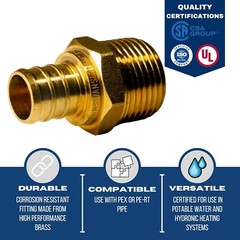 25 PCS. 3/4″ PEX X 3/4″ MALE NPT THREADED ADAPTER BRASS CRIMP FITTING LEAD FREE