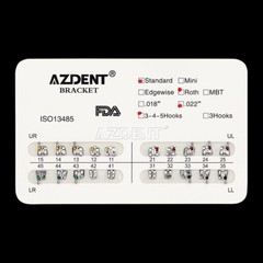 AZDENT Dental Orthodontic Brackets Braces Standard Roth .022 Hooks 3-4-5 FDA
