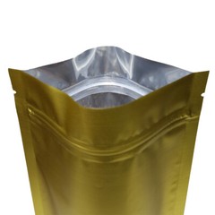 100 PCS Double-Sided Matte Gold Stand Up Aluminum Metallized Foil Zipper Bags