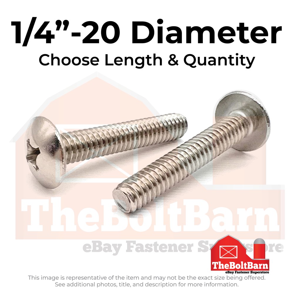 1/4″-20 18-8 Stainless Steel Phillips Truss Head Machine Screws(Pick Length&Qty)