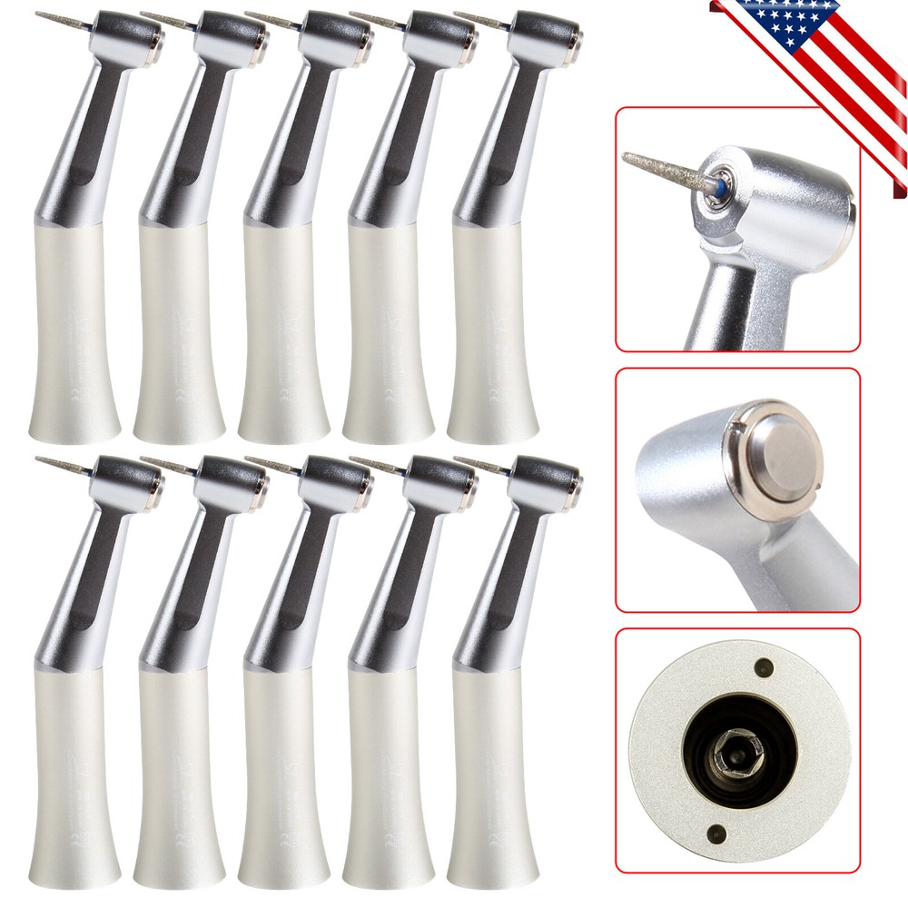 10*NSK Style Dental Slow Low Speed Push Contra Angle Handpiece Fit FG 1.6mm Burs
