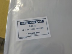 12×15 1 MIL Clear Poly Plastic Bags. 100 count.