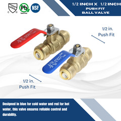 12 Pcs 1/2″ Push Fit Ball Valve Hot and Cold with 1 Removing Clip