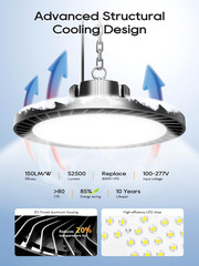 Super Bright 350W LED High Bay Light – 8 Pack, 52500 Lumens, 5000K