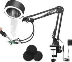 3-in-1 Solder Fume Extractor Smoke Absorber Fan LED Lamp with 2 Helping Hand ESD