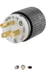 4 Pack 15A 125V NEMA 5-15P STRAIGHT BLADE PLUG Industrial Grade