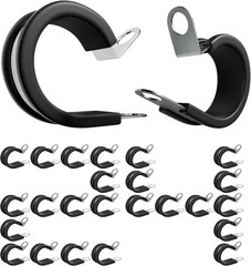24PCS 1/2 Inch Stainless Steel Cable Clamps with Rubber Cushion Insulated Pipe C