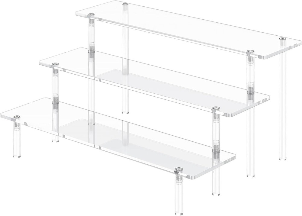 3 Tier Acrylic Display Risers Large Perfume Organizer Stand, Clear Cupcake Stand
