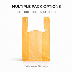 1/6 Large Orange T-Shirt GRocery Shopping Carryout Bags 21×6.5×11.5 0.51 Mil