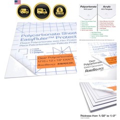 Polycarbonate Clear Plastic Sheet 12″ X 18″ X 0.0625″ 1/16″ Exact, EasyRuler …