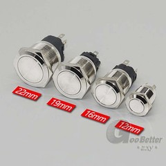 12mm LED ON OFF Waterproof Stainless Steel Latching Push Button Ring Switch