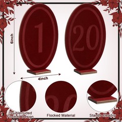 Velvet Wood Wedding Table Numbers 120 Burgundy Oval Signs Stand Reception