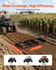 VEVOR Drag Harrow 48 x 20 in Tow-Behind Driveway Grader Fits ATVs UTVs Tractors