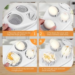 3-in-1 Egg Slicer for Hard Boiled Eggs, Multiple Slice 7.9×5.7×1.57in, White