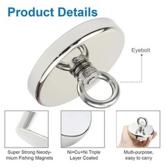 N52 Rare Earth Neodymium Magnet Heavy Duty Salvage Fishing Finder Eyebolt Hook (
