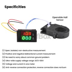DC0-300V 50/100/200/400A Digital Current Voltage Meter Hall Ammeter Voltmeter