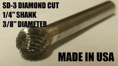 SD3D Ball Shape Tungsten Carbide Burr Bur Cutting Tool Die Grinder Bit 1/4″ NEW