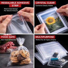 CELLOPHANE CLEAR CELLO BAGS DISPLAY GARMENTS SELF ADHESIVE PEEL SEAL PLASTIC OPP