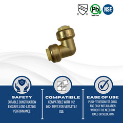 12 Pcs 1/2″ Push Fit Elbow with 1 Free Disconnect Clip
