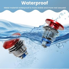 Red Mushroom Head Momentary Push Button Switch IP65 Waterproof 12V 24V 110V 250V