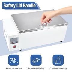 Lab Water Bath 30L w/ Digital Control &Timer RT-99.9℃ Range 304 Stainless Steel