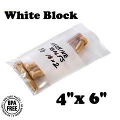 4″ x 6″ White Block Zip Seal Bags Reclosable Top Lock 2Mil or 4Mil Heavy Duty