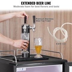 Black Beer Kegerator Dual Tap 1/6 1/4 1/2 Barrel Compatible