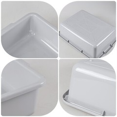 4 PACK 22 L Plastic Commercial Bus Tubs, Utility Bus Box, Gray