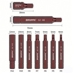 H4 H5 H6 H7 H8 H10 H12 Magnetic Impact Driver Bit 10mm Shank Hex Screwdriver Bit