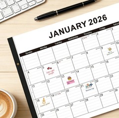 Desk calendar 2026-2027 22″x17″ paper(04/2026-10/2027) – 22″W x 17″H, Black