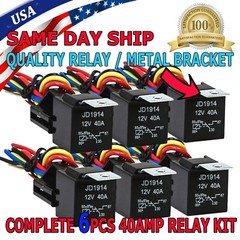 6pcs 5Pin Car Automotive SPDT Relay Switch Harness Socket Waterproof 40A 12V DC