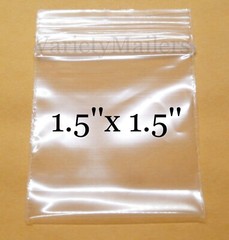 100 Tiny Reclosable Storage Bags 1.5 x 1.5 Small 2 Mil Thick Seal-Top Baggies