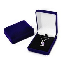 Deluxe BLUE VELVET Pendant Necklace Earring Presentation Jewelry Gift Box