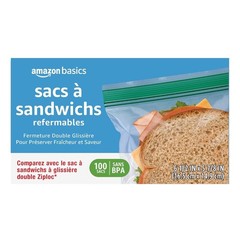 Reclosable Sandwich Double Zipper Storage Bags, 100 Count, Pack of 1
