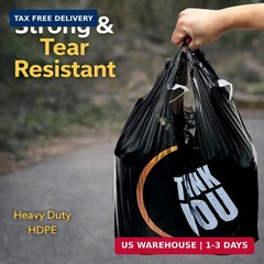 YoYoRain 100 Count Plastic Bags – Black T Shirt Bags with Handle for Retail Shop