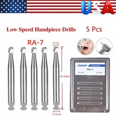 5 Pcs/Pack Dental 22.5mm Round Carbide Bur Slow Speed Latch Type RA7 Burs USA