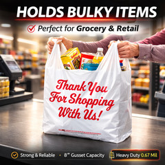 Bags 1/5 Large 23 x 13 x 8″ Thank You” T-Shirt Plastic Grocery Shopping Bags