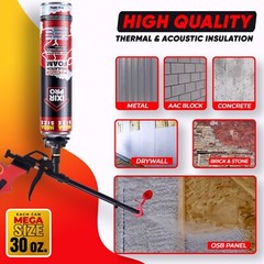 Spray Foam Insulation Can (12 x 30 oz. / 850 g) Expanding Sealant, High Density