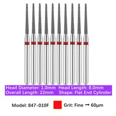 10pc Dental FG High Speed Diamond Burs Flat End Taper Shape Polishing Burs