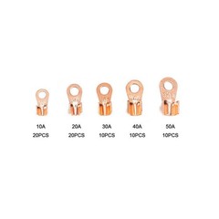 70PCS 5Types Car Open Wire Connector Copper Ring Lug Terminal Kit with Box