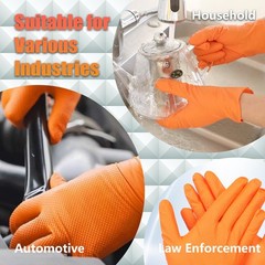 GP CRAFT Heavy Duty Orange Diamond Grip 8mil Nitrile Gloves – Industrial Grad…
