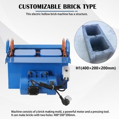 110V 550W Hollow Block Making Machine For 15.74X7.87X7.87inch Size 2Holes Brick