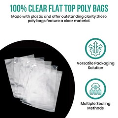 Multiple Sizes Clear Poly Bags 2-Mil Flat Open Top Plastic Packaging Packing