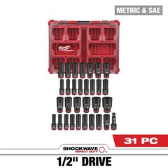 Milwaukee 49-66-6806 SHOCKWAVE Imp Socket 1/2Dr 31PC PACKOUTSET AUTH USA DEALER