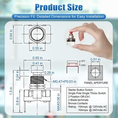 Horn Button, Boat Horn Switch, SPST Momentary Contact Switch, 12V/24V Dual Vo…