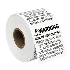 SUFFOCATION WARNING Labels/Stickers (2 x 2) – FBA Approved – (8) Rolls of 500